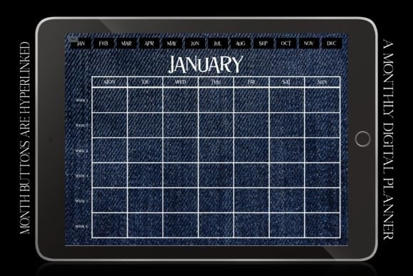 Boho Denim iPad Digital Calendar Planner: Elegant Monthly Clarity for Modern Life