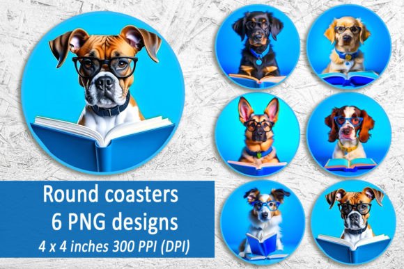 Dog and Book Round Coaster Bundle