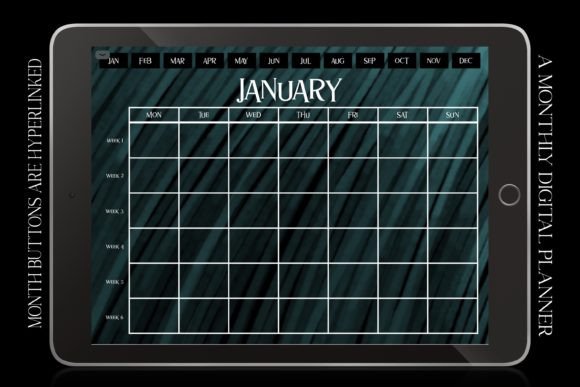 Green Monthly Digital Calendar Planner