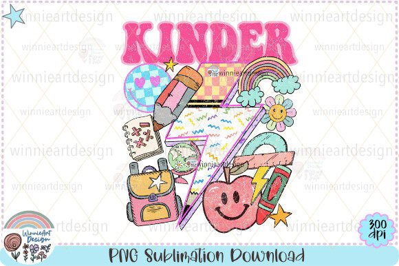 Kindergarten Retro Teacher Groovy PNG