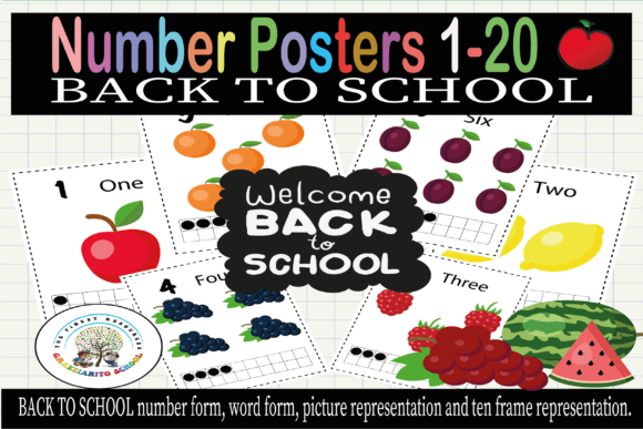 Number Posters 1-20 Pictures of Fruits
