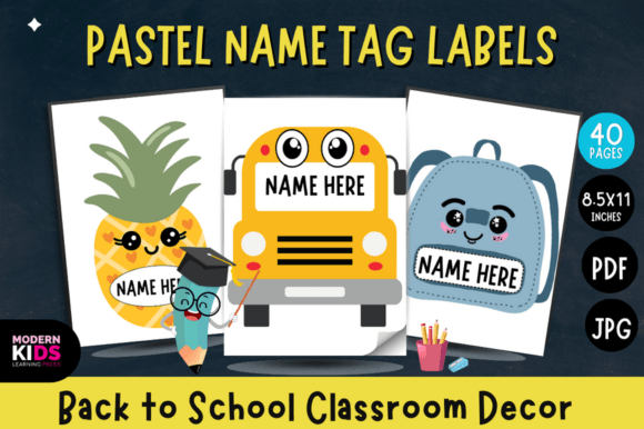 Pastel Name Tag Labels