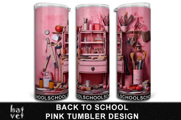 Pink School Tumbler Sublimation Design
