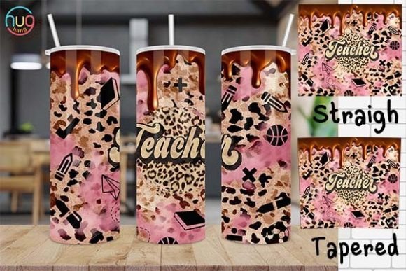 Teacher Leopard Drip Tumbler Design: A Versatile Digital Download for Educators