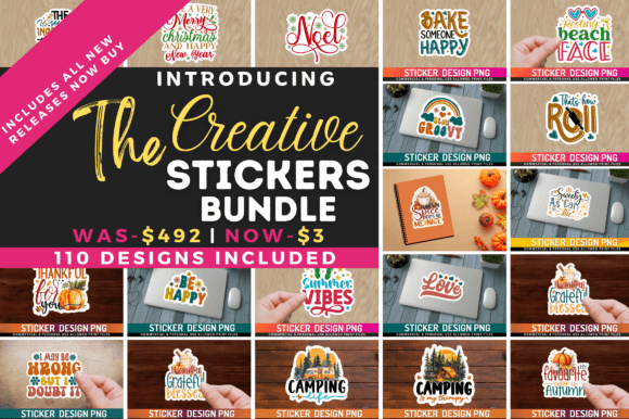 The Creative Stickers Big Bundle: 110 Ready-to-Use PNG Designs for Real Projects