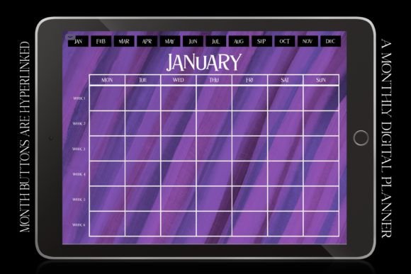 Violet Digital Monthly Calendar Planner